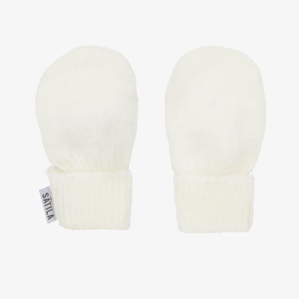Ivory Trixie Knitted Baby Mittens
