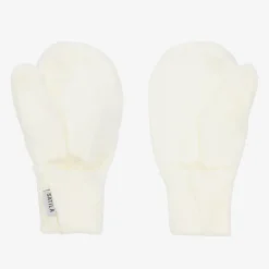Ivory Twiddle Knitted Baby Mittens