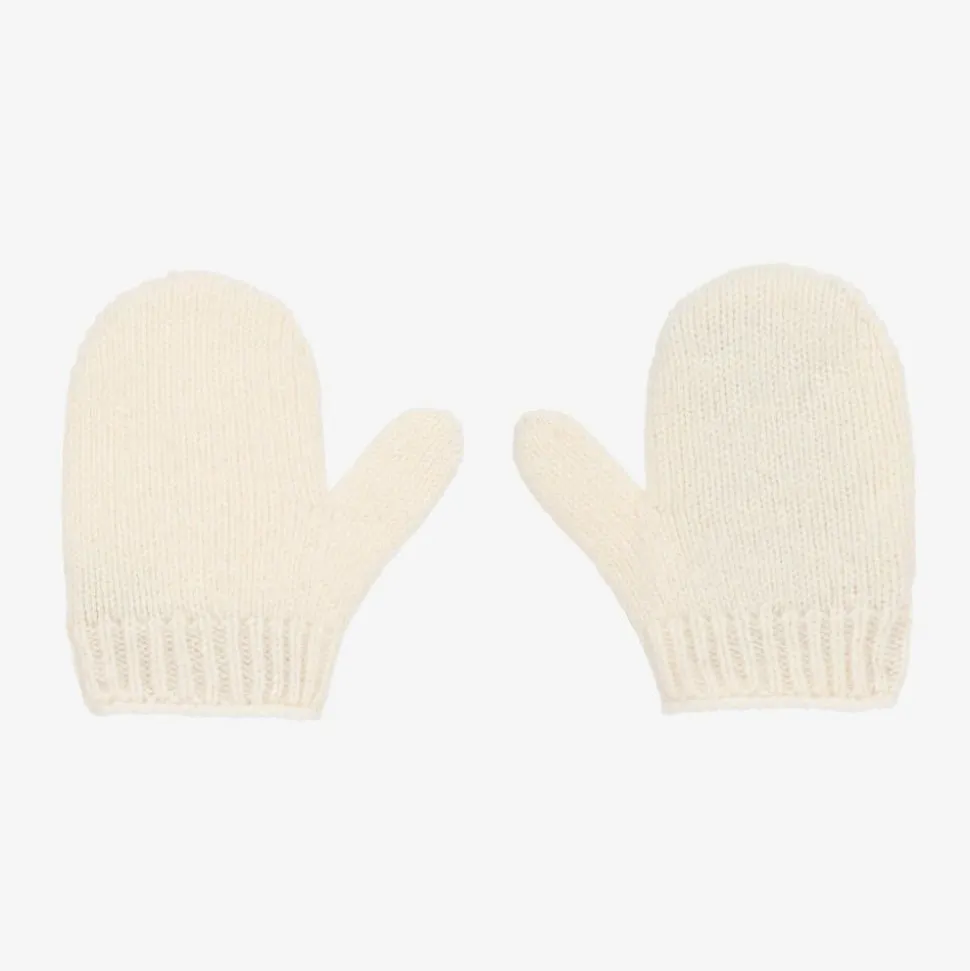 Ivory Wool GG Baby Mittens