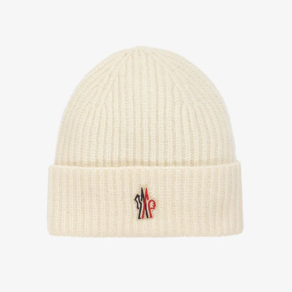 Ivory Wool Knit Beanie Hat