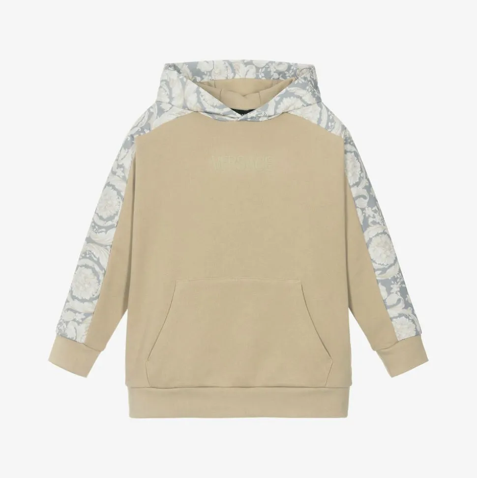 Junior Boys Beige Cotton Barocco Hoodie