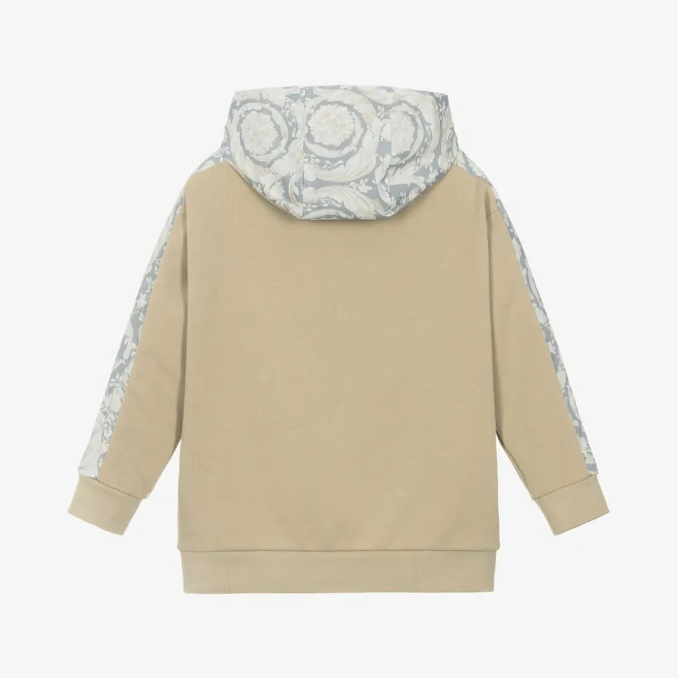 Junior Boys Beige Cotton Barocco Hoodie