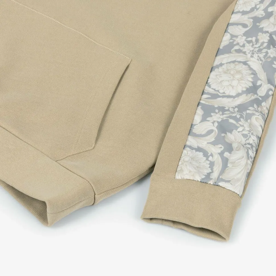 Junior Boys Beige Cotton Barocco Hoodie