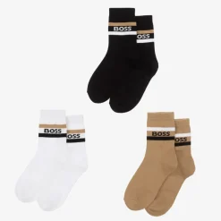 Junior Boys Black & Beige Socks (3 Pack)