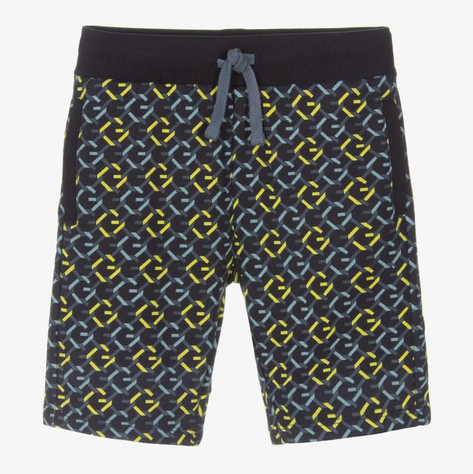 Junior Boys Blue Cotton Jersey Logo Shorts