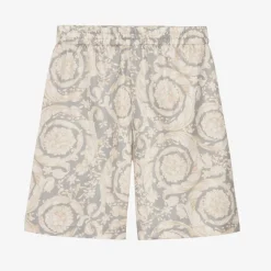 Junior Boys Ivory Silk Barocco Shorts