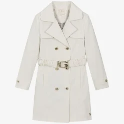 Junior Girls Ivory Trench Coat