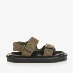 Khaki Canvas Velcro Sandals