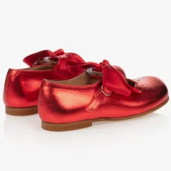 Metallic Red Leather Shoes