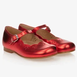 Metallic Red Leather Shoes
