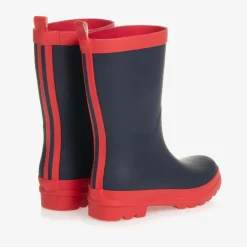 Navy Blue & Red Rain Boots