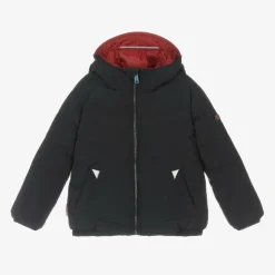 Navy Blue & Red Reversible Puffer Jacket