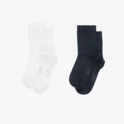 Navy Blue & White Cotton Socks (2 Pack)