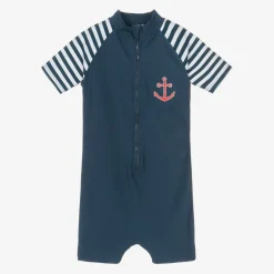Navy Blue Anchor Sun Suit (UPF50+)