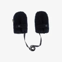 Navy Blue Bouclé Fleece Mittens