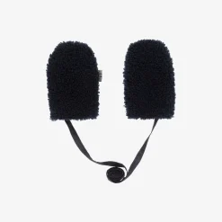 Navy Blue Bouclé Fleece Mittens