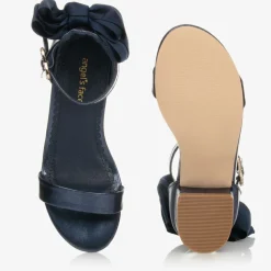 Navy Blue Bow Heel Sandals