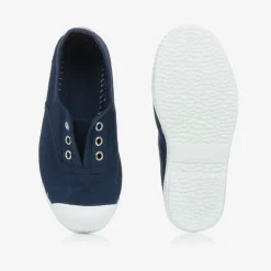 Navy Blue Canvas Slip-On Trainers