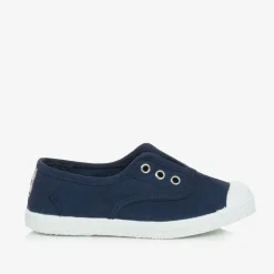 Navy Blue Canvas Slip-On Trainers