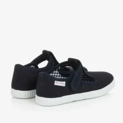 Navy Blue Canvas T-Bar Shoes