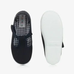 Navy Blue Canvas T-Bar Shoes