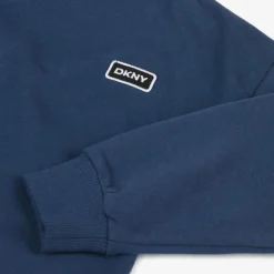 Navy Blue Cotton Embroidered Hoodie
