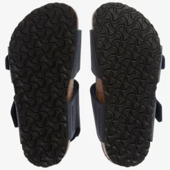 Navy Blue Faux Leather Sandals