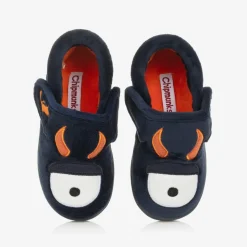 Navy Blue Fleece Monster Slippers