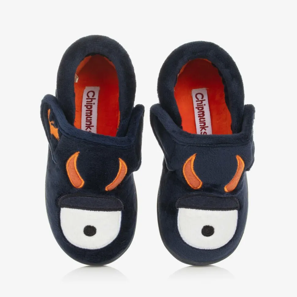 Navy Blue Fleece Monster Slippers