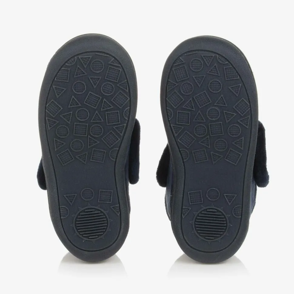 Navy Blue Fleece Monster Slippers