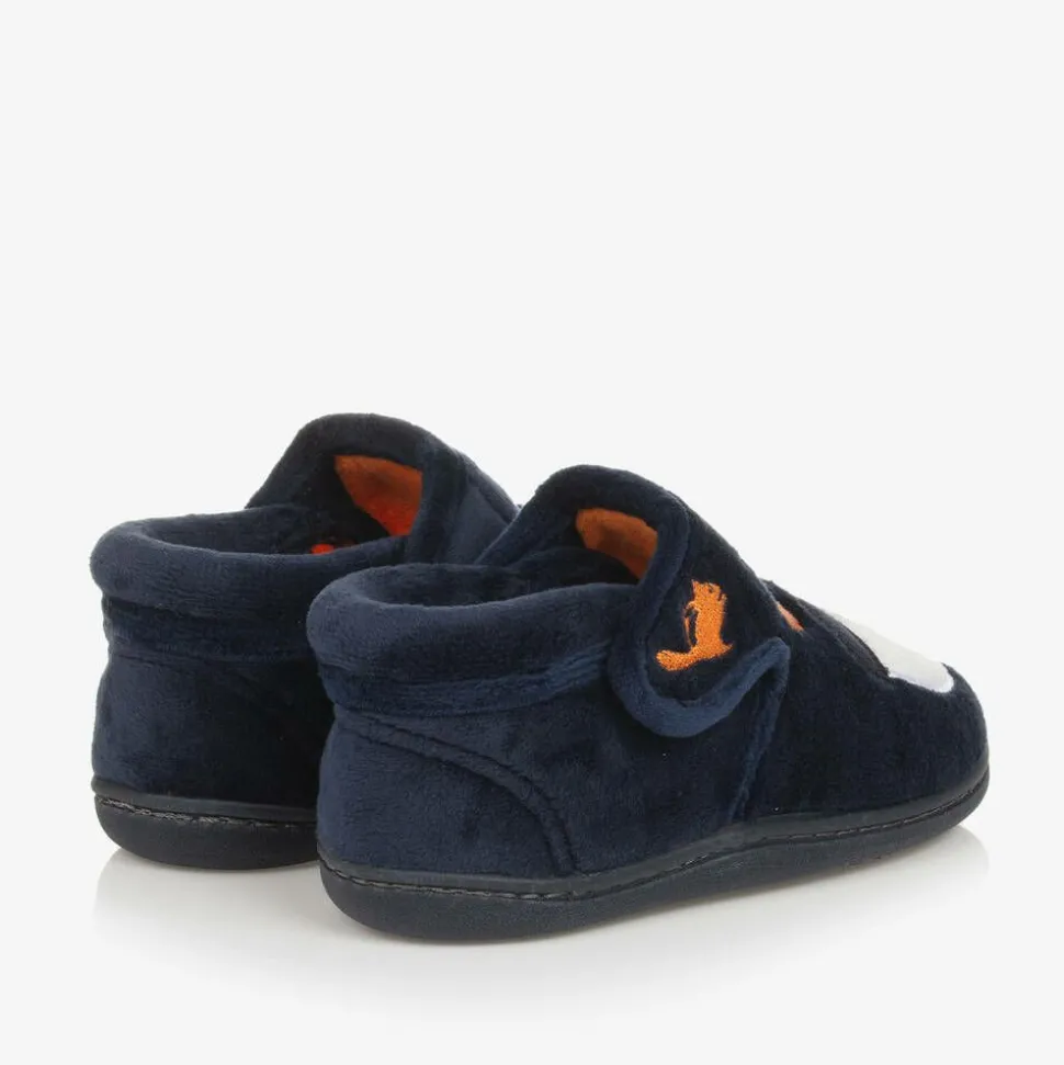 Navy Blue Fleece Monster Slippers