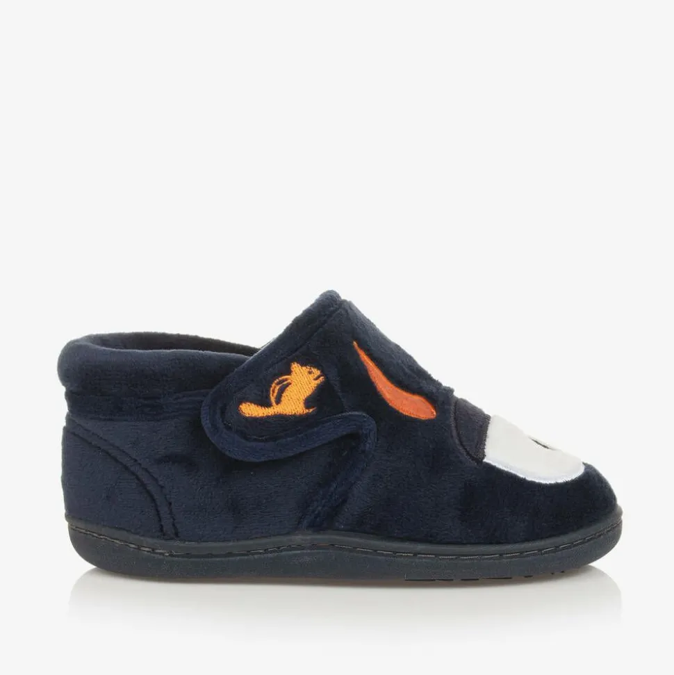 Navy Blue Fleece Monster Slippers