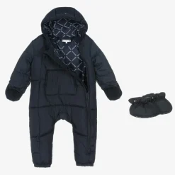 Navy Blue Hooded Baby Snowsuit