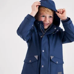 Navy Blue Hooded Waterproof Raincoat