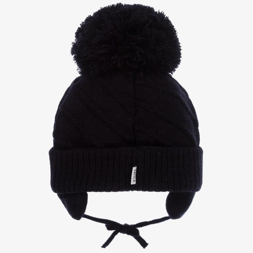 Navy Blue Jim Giant Pom-Pom Hat