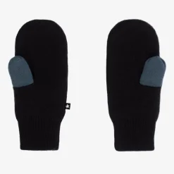 Navy Blue Knitted Star Mittens