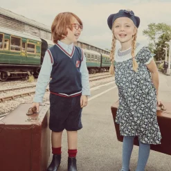 Navy Blue Leather Ankle Boots