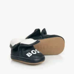 Navy Blue Leather Baby Pre-Walker Shoes