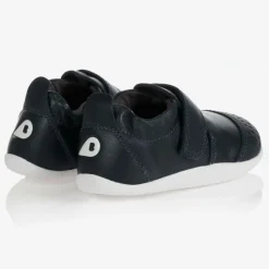 Navy Blue Leather Baby Trainers