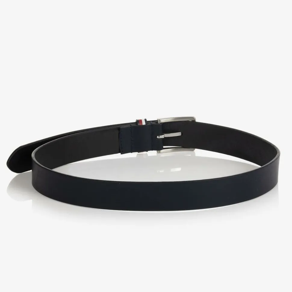 Navy Blue Leather Belt