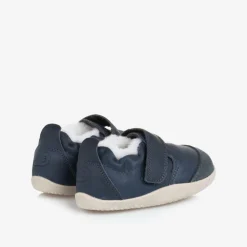 Navy Blue Leather First Walker Shoes