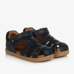 Navy Blue Leather Sandals