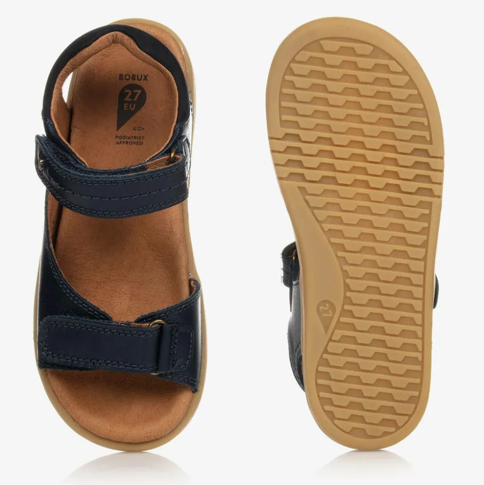 Navy Blue Leather Sandals