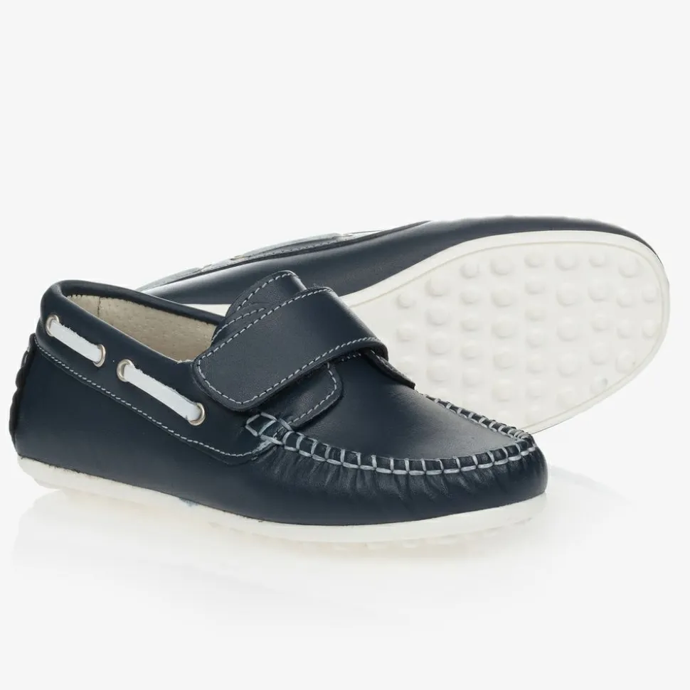 Navy Blue Leather Shoes