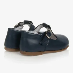 Navy Blue Leather T-Bar Shoes