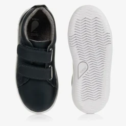 Navy Blue Leather Trainers