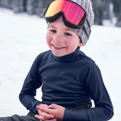 Navy Blue Merino Wool Roll Neck Top