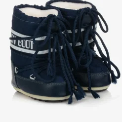 Navy Blue Mini Nylon Snow Boots
