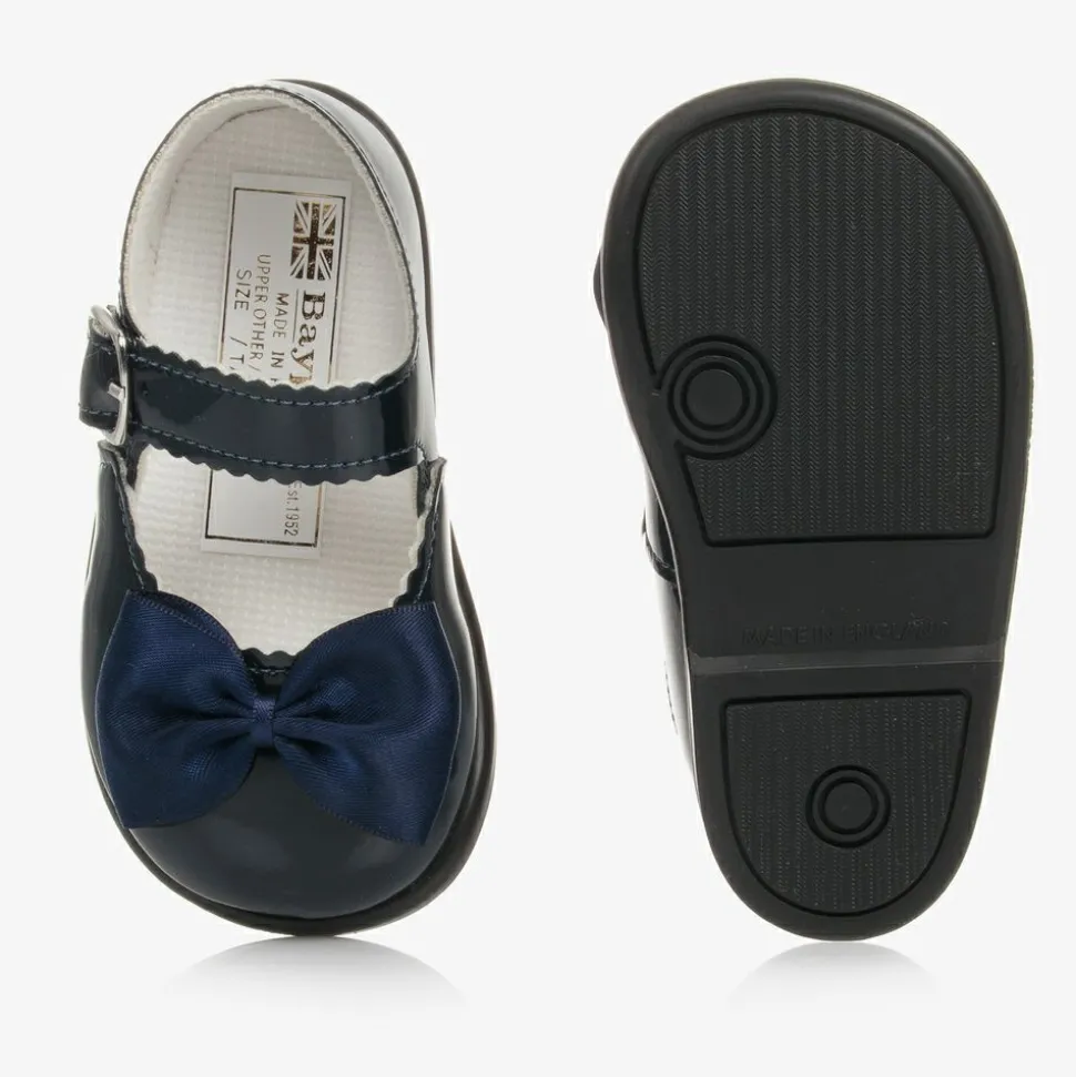 Navy Blue Patent Bar Shoes