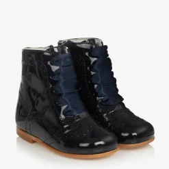 Navy Blue Patent Leather Boots
